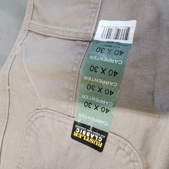 Wrangler Rustler Men's Canvas Carpenter Straight Leg Jeans in Khaki - Size 40x30 - Picture 10 of 11